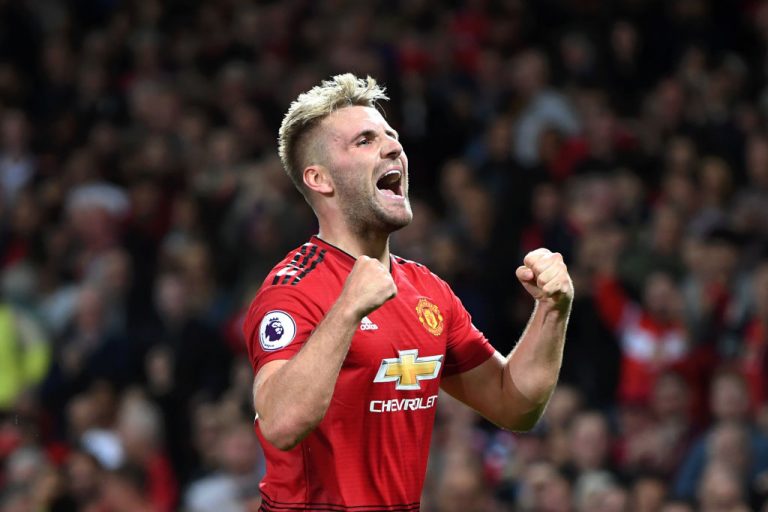 Luke Shaw playing for Manchester United