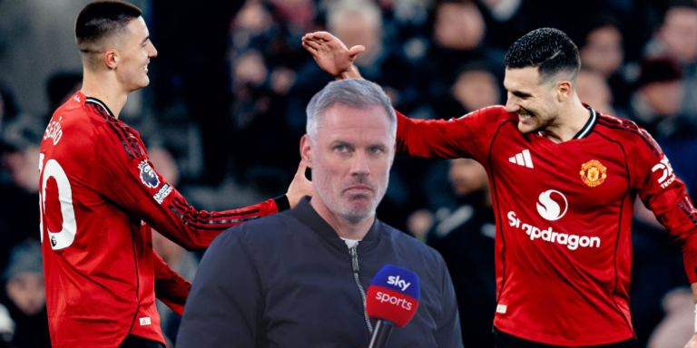 Benjamin Sesko, Diogo Dalot, Jamie Carragher, Manchester United