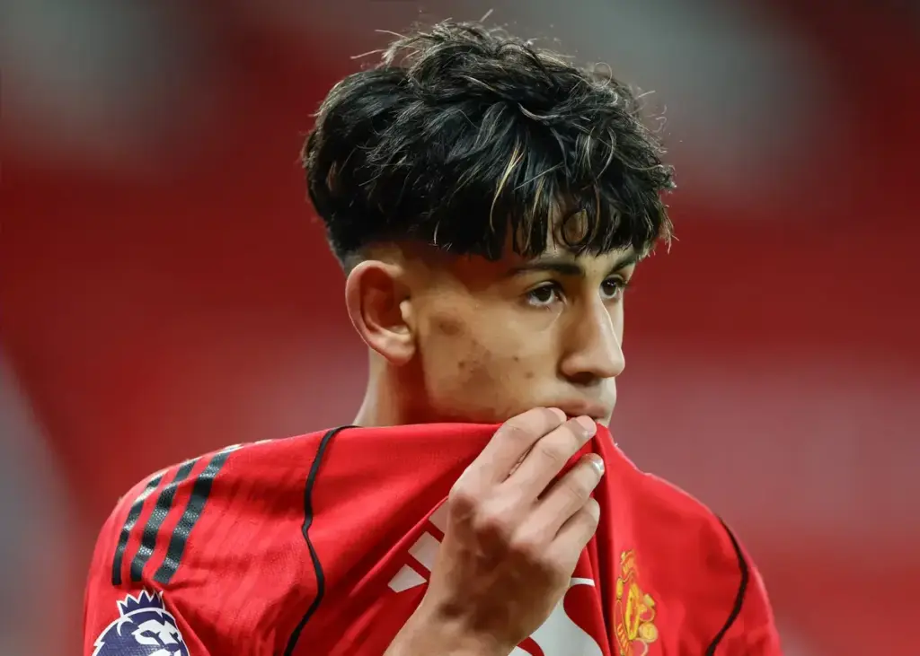 JJ Gabriel training with the Manchester United first-team squad at Carrington