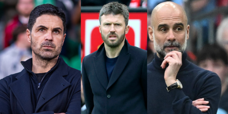 Mikel Arteta, Michael Carrick, Pep Guardiola, Manchester United