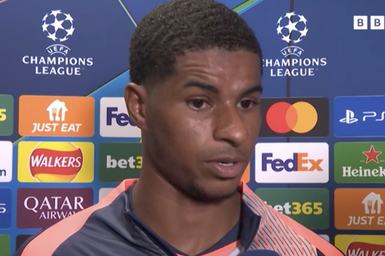 Marcus Rashford reacts to Man Utd qualifying for Champions League