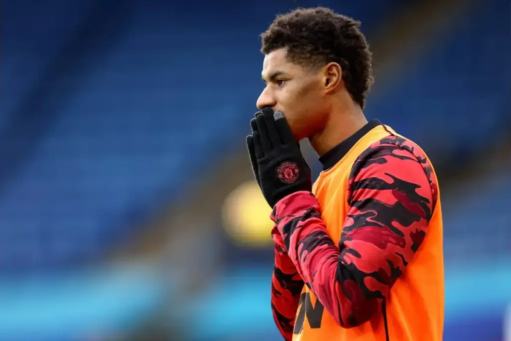 Marcus Rashford in a Manchester United shirt