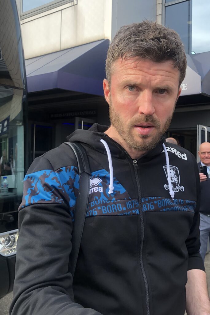 Michael Carrick watching on before Manchester United's pre-season return to Carrington
