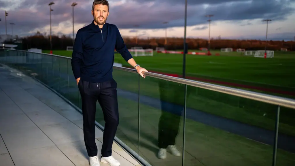 Michael Carrick watching Manchester United, used for a Khéphren Thuram transfer story