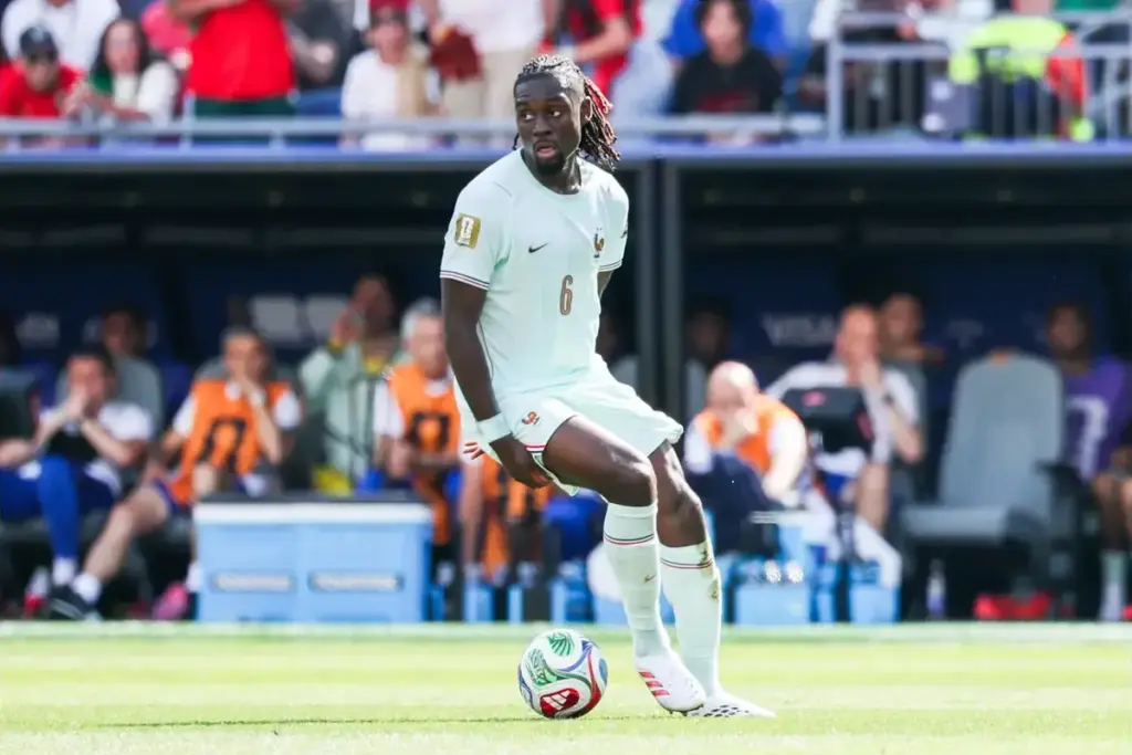 Manu Kone in action, linked with Manchester United's midfield rebuild