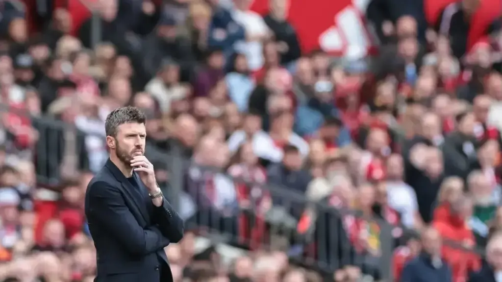 Man City financial breaches: Michael Carrick on the touchline at Old Trafford.